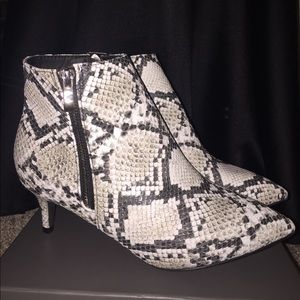 Snakeskin booties